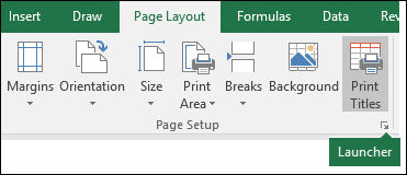 Screenshot of Page Setup Dialog Box Launcher