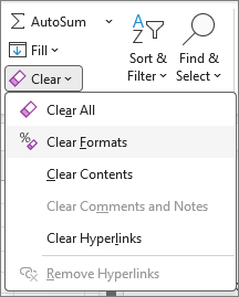 use the clear format button to remove formatting