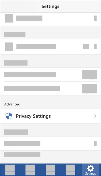 Screenshot showing the Privacy Settings option on iOS