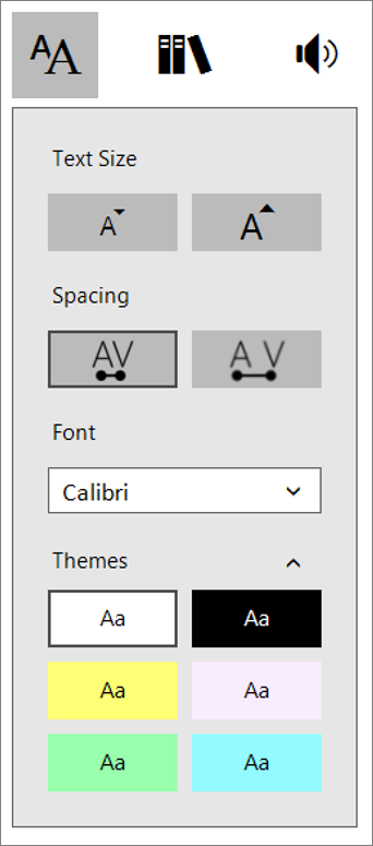 Text Options Menu in Immersive Reader