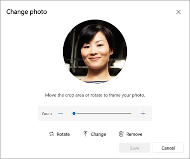 Screen with an option to change your profile photo