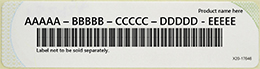 Shows an example of an Office product key