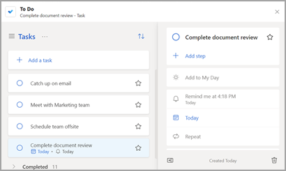 To Do with Complete document review selected and its task details open.