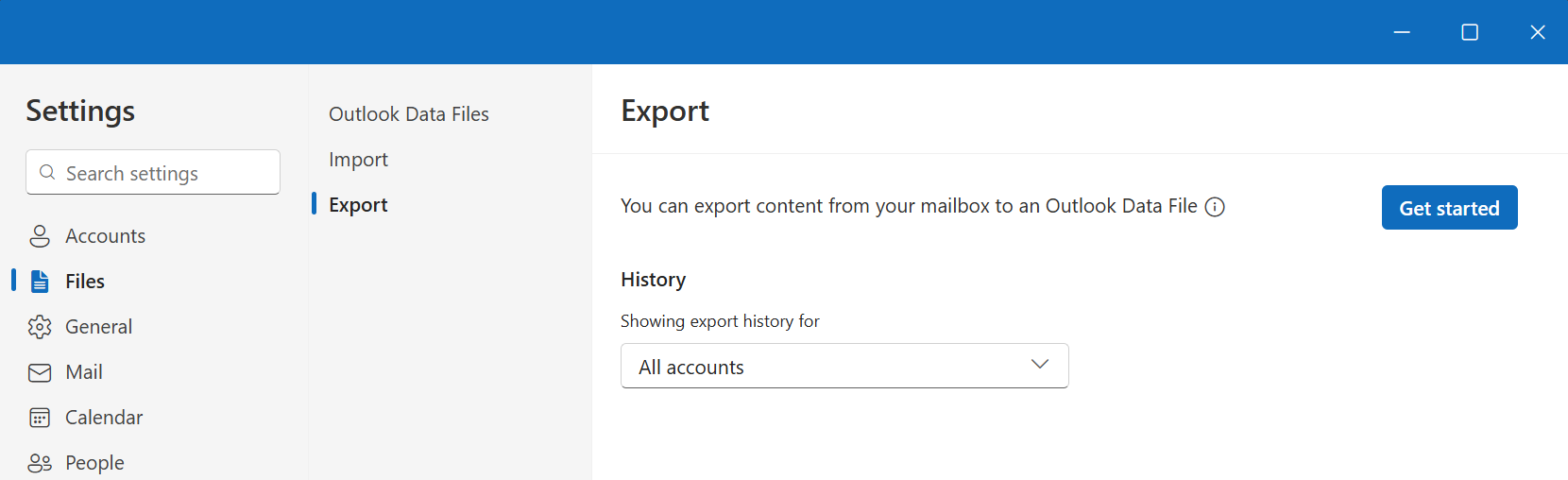 Export .pst files in new Outlook for Windows