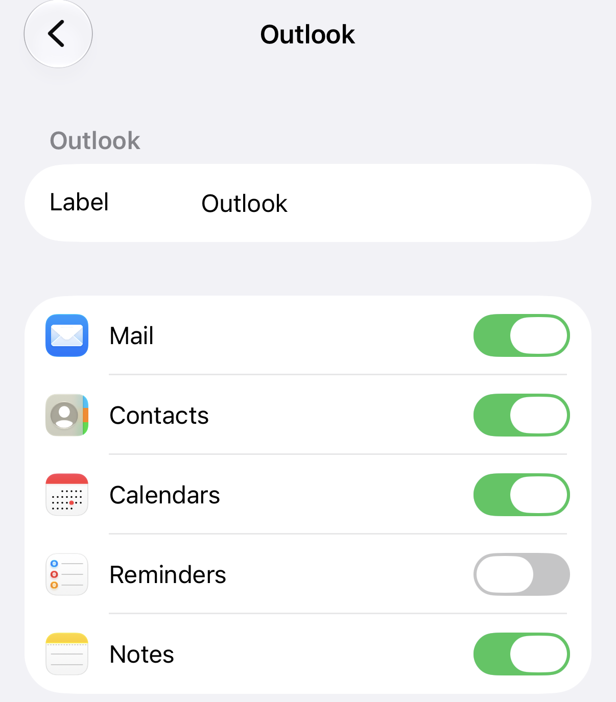Account sync settings