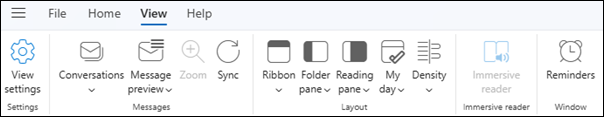 View tab on the new Outlook for Windows