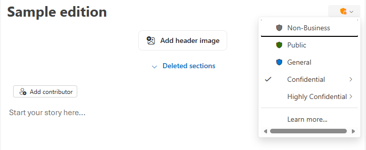 Sensitivity Label Button for Outlook Newsletters