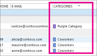 Scroll to the right to see the Categories column.