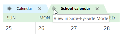 Click the View in Side-by-Side Mode arrow