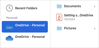 Select the cloud storage account to search for files that you want to attach to your email.