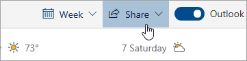 Share button and menu arrow on the Calendar toolbar.