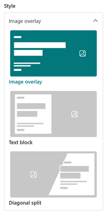 Three Hero web part layout styles