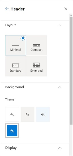 Header settings under Change the look
