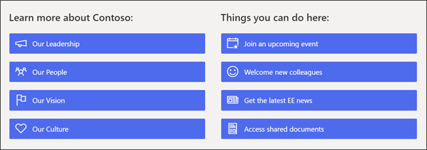 Image of the quick links web part on the department site