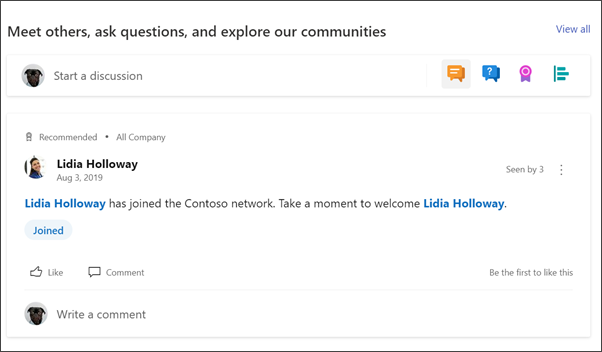 Image of the Yammer web part on the department site