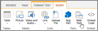 Insert Web Part dialog