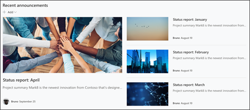 Screenshot of the news web part