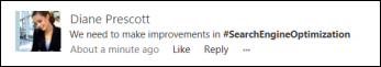 A newsfeed post with a tag.