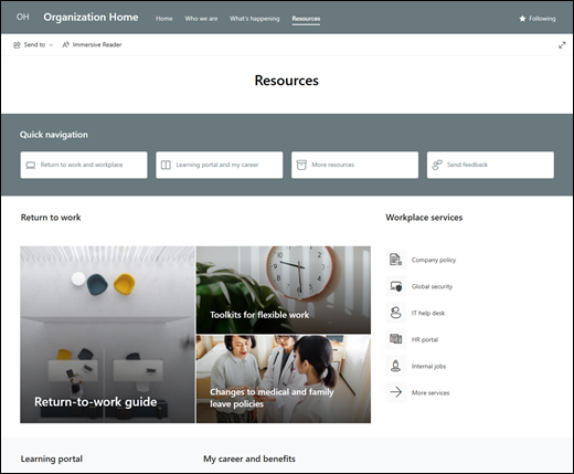 Preview of the Resources page.