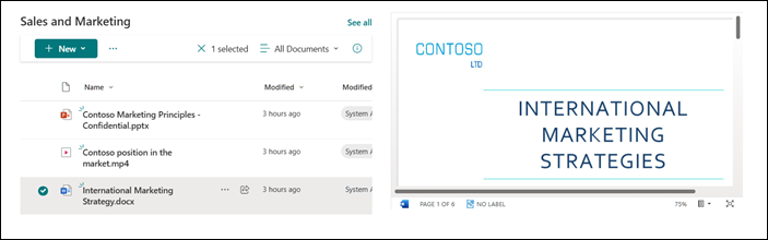 Example of a File viewer web part connected to a document library