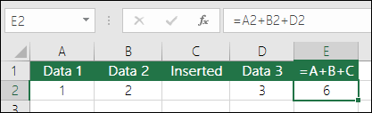 =A+B+C formulas wont update if you add rows