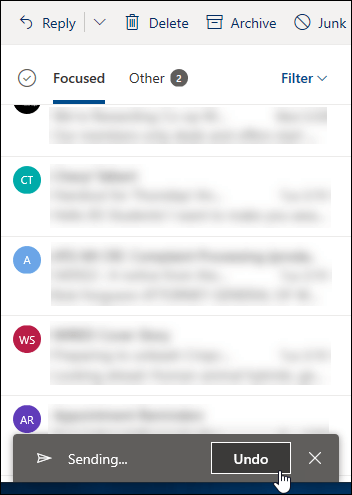 Screenshot shows the Undo send option.