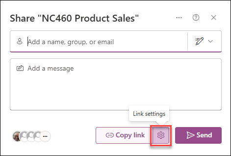 Screenshot of the link settings box showing all the options available for sharing links.