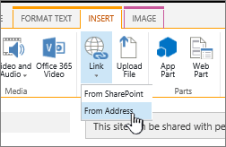 Insert link using web address