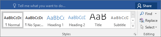 The Styles gallery is on the Home tab