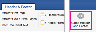 On the Header & Footer tab, Close Header and Footer is highlighted