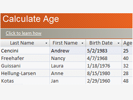 Illustration for the Calculate age Access template