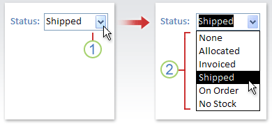 Using a combo box (drop-down list)
