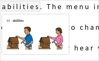 Picture Dictionary card for abilities with two supporting illustrations.