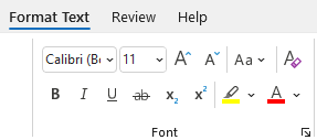 Format text group in Outlook.
