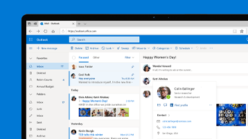 Screenshot of the Outlook web app home screen.