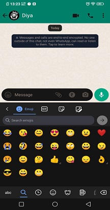 Emoji panel open from the Microsoft SwiftKey toolbar