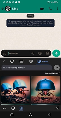 AI-generated images for the prompt ants wearing helmets
