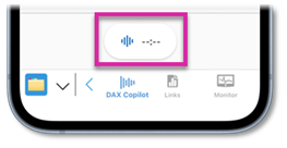 Screenshot that shows DAX Copilot ambient recording button in Haiku.