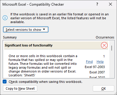 Screenshot showing Compatiblity Checker.