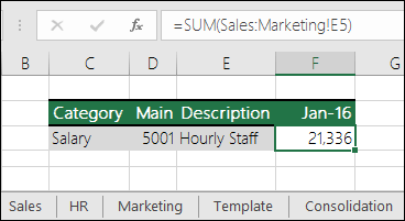 Excel 3D Sheet reference formula