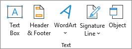 Screenshot that shows the Text group.