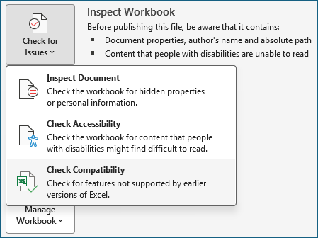 Screenshot that shows Check Compatibility.