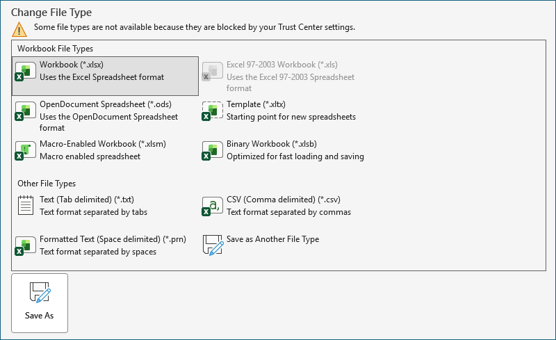 Screenshot that shows File Types.