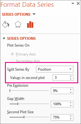 Split Series By box on the Format Data Series pane