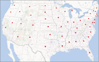 Power Map showing data by state