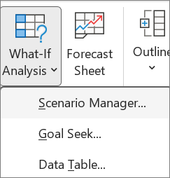 Screenshot shows the options to open the Scenario Manager.