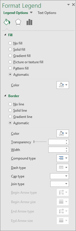 Format Legend border task pane