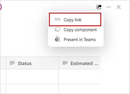 Copilot Pages option to share a page through a page link.