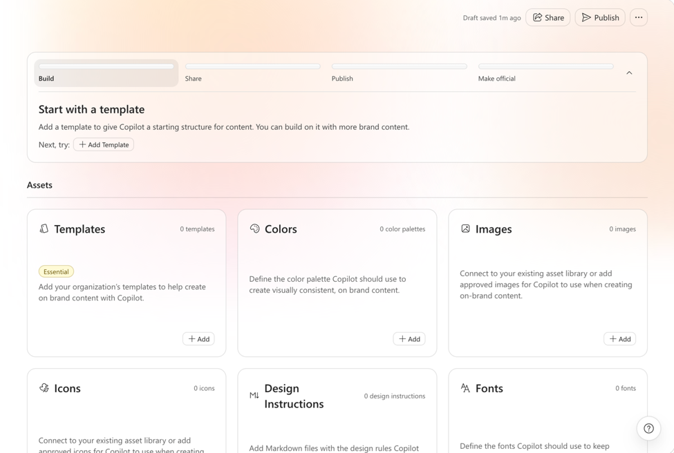 Screenshot that shows all the areas of a Brand Kit to fill in.