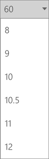 Font size menu in PowerPoint for Android